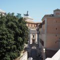 Musei Capitolini. Blick von der Dachterasse des Bistros auf die Via delle Tre Pile