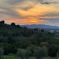 Sonnenuntergang von der Terrasse der Villa Tomolei