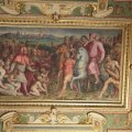 Palazzo Vecchio/Sala di Cosimo il Vecchio: Cosimo de Medici und sein Gefolge Rückkehr aus dem Exil Gruß im Triumph durch die Stadtväter außerhalb des San Gallo Tor 1434. Deckengemälde von Italienischen manieristischen Maler Giorgio Vasari und Marco Marchetti da Faenza.