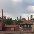 Blick aus unserem Hotelzimmer des Hotels Aemilia auf die Skyline Bolognas