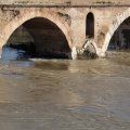 Hochwasser des Tibers an der Ponte Milvio