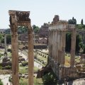 Musei Capitolini. Blick vom Tabularium auf den Tempio di Vespasiano e Titoi im Foro Romano
