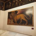 Gemälde des venezianischen Löwen in einer Sonderausstellung im Palazzo Ducale